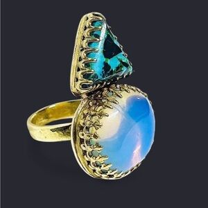 Artisan Opalite & Yungai Turquoise Ring